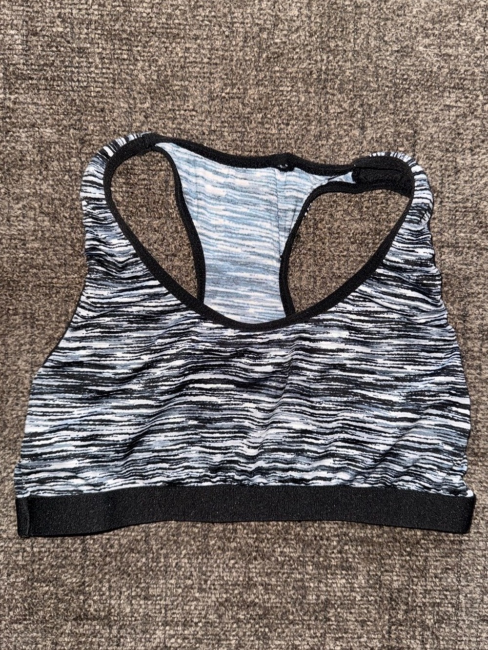 Zone Pro Marled Sports Bra Black & White with Gray Grey Medium